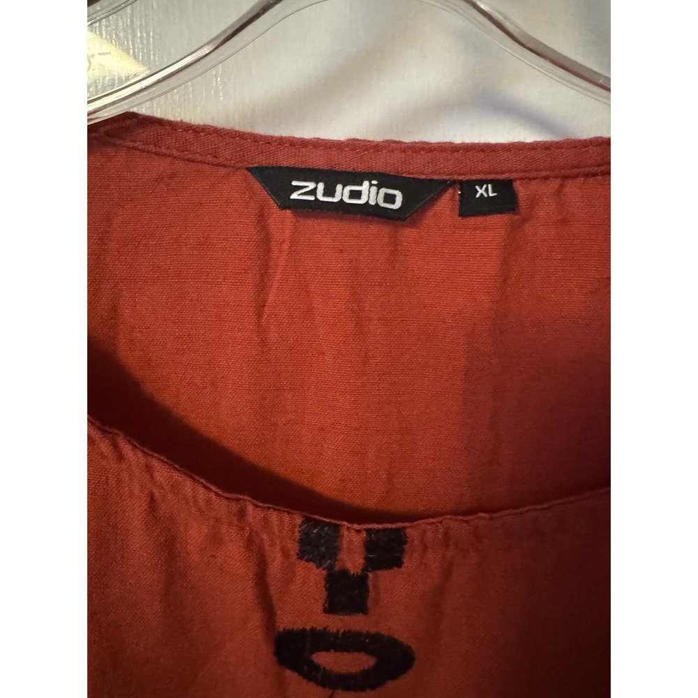 Zudio Women's Burnt Red/orange Embroidered Folk Style Dress - Picture 6 of 12